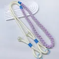 Handmade braided purple and cream dopamine phone lanyard with pearl accents - Purple + Off-white