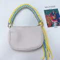 Handmade woven yellow and blue chunky handle accessory for luxury handbag modification - Yellow + Blue
