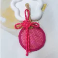 Exquisite handmade pink bamboo woven fan pendant with traditional decorative Chinese knot - Pink