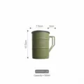 Taza de camping de acero inoxidable 304 verde militar 350ml con dimensiones - +3.50 / Estilo de logotipo horizontal / Verde Militar