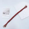 Handmade woven red PU leather replacement handbag strap with polished gold metal rings - Red