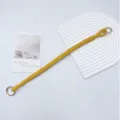 Handmade yellow woven PU leather handbag strap with gold metal rings and durable texture - Yellow