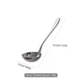 Silver stainless steel slotted spoon with dimension markings, 19.3cm long - Slotted Spoon / Silver