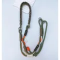 Handmade woven phone and camera lanyard in olive green and orange mixed braided cord - Army Green