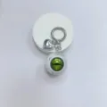 Unique Gothic eyeball keychain featuring a realistic green eye and a silver heart charm - White Ball Green Eye