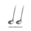 Ensemble de louche à soupe et cuillère à fente en acier inoxydable à long manche - Combo Louche et Écumoire