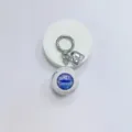 Gothic eyeball keychain with blue iris and silver heart charm pendant - White Ball Purple Eye