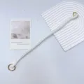 Handmade woven white PU leather bag handle strap with gold rings - White