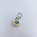 Gothic style realistic eyeball keychain pendant featuring a silver metal ring accessory - Cream Ball Grey Eye