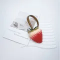 Realistic large 3D strawberry bag charm pendant with red and cream gradient finish - Red Gradient Large Strawberry (Strawberry Pendant)