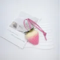 Large 3D realistic strawberry bag charm with pink gradient and pink leather strap - Pink Leather Rope Pink Gradient Large Strawberry (Strawberry Pendant)