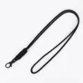 Hand-woven black neck lanyard with durable metal hook for ID cards and keys. - Black