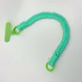 Mint green braided paracord phone lanyard strap with a lime green wrist connector - Green (With Hook and Patch)