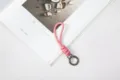 Handmade pink braided rope keychain strap with metal circular spring ring for car keys - Pink Rope + Gun Black Spring Ring