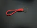Minimalist red braided rope keychain with vintage bronze metal ring for your car keys - Red With Bronze Ring