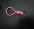 Simple pink braided paracord keychain with vintage bronze metal ring for car keys - Pink With Bronze Ring
