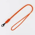 Vibrant orange hand-woven lanyard with black swivel clasp for keys and ID cards. - Orange