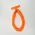 Vibrant neon orange braided phone wrist strap with matching color tether pad connector - Orange (With Hook and Patch)