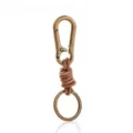 Vintage leather keychain with antique brass alloy carabiner and braided cord - Bronze Carabiner + Brown Rope + Bronze Key Ring