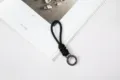 Handmade woven black keychain lanyard featuring a gunmetal spring ring for car keys - Black Rope + Gun Black Spring Ring