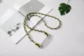 Crossbody braided phone strap with transparent clamp in yellow grey and black pattern - Lanyard Only / Black Yellow Grey Braided Rope