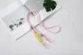 Adjustable pink braided crossbody phone lanyard strap with yellow accent and dual hooks - Pink Rope + Yellow + Gray + Pink Ring