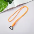 Handmade orange braided paracord neck lanyard featuring a black triangular metal clip - Triangle Spring Ring Style / Camo Orange