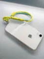 Braided phone wrist strap in yellow and mint green with a durable metal buckle attachment. - Yellow Ring & Patch / Yellow & Light Blue