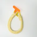Creamy yellow braided phone wrist strap with neon orange insert card and yellow rings - Yellow (With Hook and Patch)