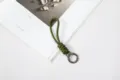 Handmade army green braided paracord keychain with gunmetal circular spring clasp - Army Green Rope + Gun Black Spring Ring