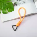Braided orange paracord lanyard keychain featuring a durable black metal triangle carabiner - Spring Ring / Orange