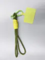 Handmade woven phone lanyard in army green with yellow knot and green carabiner. - Green