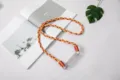 Colorful red orange and yellow braided crossbody phone lanyard strap with universal clip - Lanyard Only / Orange Red Yellow Braided Rope