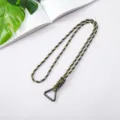 Handmade camouflage paracord lanyard with a black triangular metal carabiner hook - Triangle Spring Ring Style / Camo Green