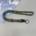 Heavy duty army green paracord neck lanyard with metal clasp for cameras and keys - Camo Green