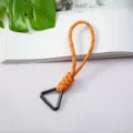 Handmade orange braided paracord wrist lanyard strap with dark triangle metal buckle - Spring Ring / Camo Orange