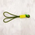 Hand-braided military green and yellow paracord keychain with a green ring attachment - Green