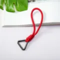 Red braided paracord wrist lanyard with black triangle metal carabiner clip for keys - Spring Ring / Red