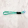 Mint green hand-woven paracord lanyard keychain with blue carabiner ring for keys - Emerald Green