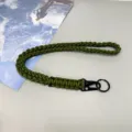 Heavy duty olive green braided paracord neck lanyard with durable black metal clasp - Olive Green