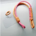 Durable pink and orange braided phone wrist strap with orange ring and clear gasket - Orange & Pink