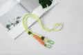 Neon yellow crossbody phone lanyard with orange braided detail and green clips. - Light Green Rope + Orange + Army Green + Green Ring