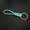Hand-woven mint green paracord keychain with reflective accents for car keys - Lake Blue