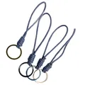 Set of four handmade blue wax rope keychains with bronze, black, silver, and gold rings - Light Gold Ring / Gray