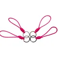 Hand-woven pink wax cord keychains with four different metal ring finishes - Pink