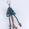 Handmade woven Christmas tree bag charm keychain with green and brown paracord decoration - Dark Green Tree And Light Brown