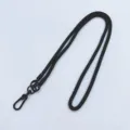 Durable black crossbody phone lanyard with thick woven rope and metal clasp - Black