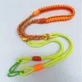 Durable handmade woven paracord crossbody strap in neon yellow and orange for phone - Orange Coral Contrast With Green Hook