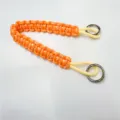 Hand-woven orange and yellow braided wrist strap with metal rings for phone or bags. - Yellow+Orange