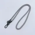 Durable grey braided cross-body phone lanyard with secure black metal hook and clip - Light Purple